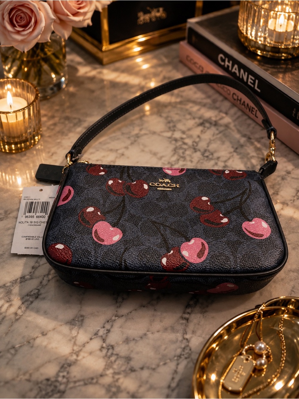 Coach Nolita 19 Signature Cherry Shoulder Bag – Denim Multi – NWT CZ011